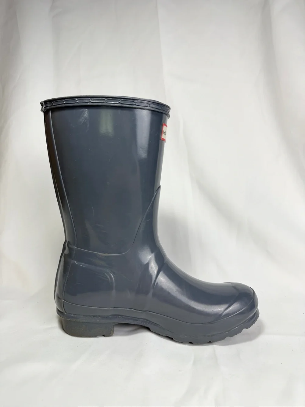 Hunter Original Short Gloss Gull Grey Slate Rain Boots Women’s US 6 UK 4 EU 37